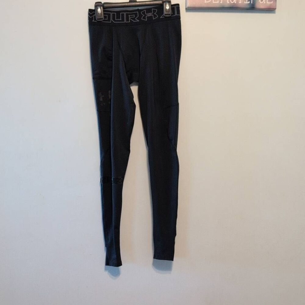 Under Armor Mens S Elastic Waist Activewear Full Length Leggings Black
